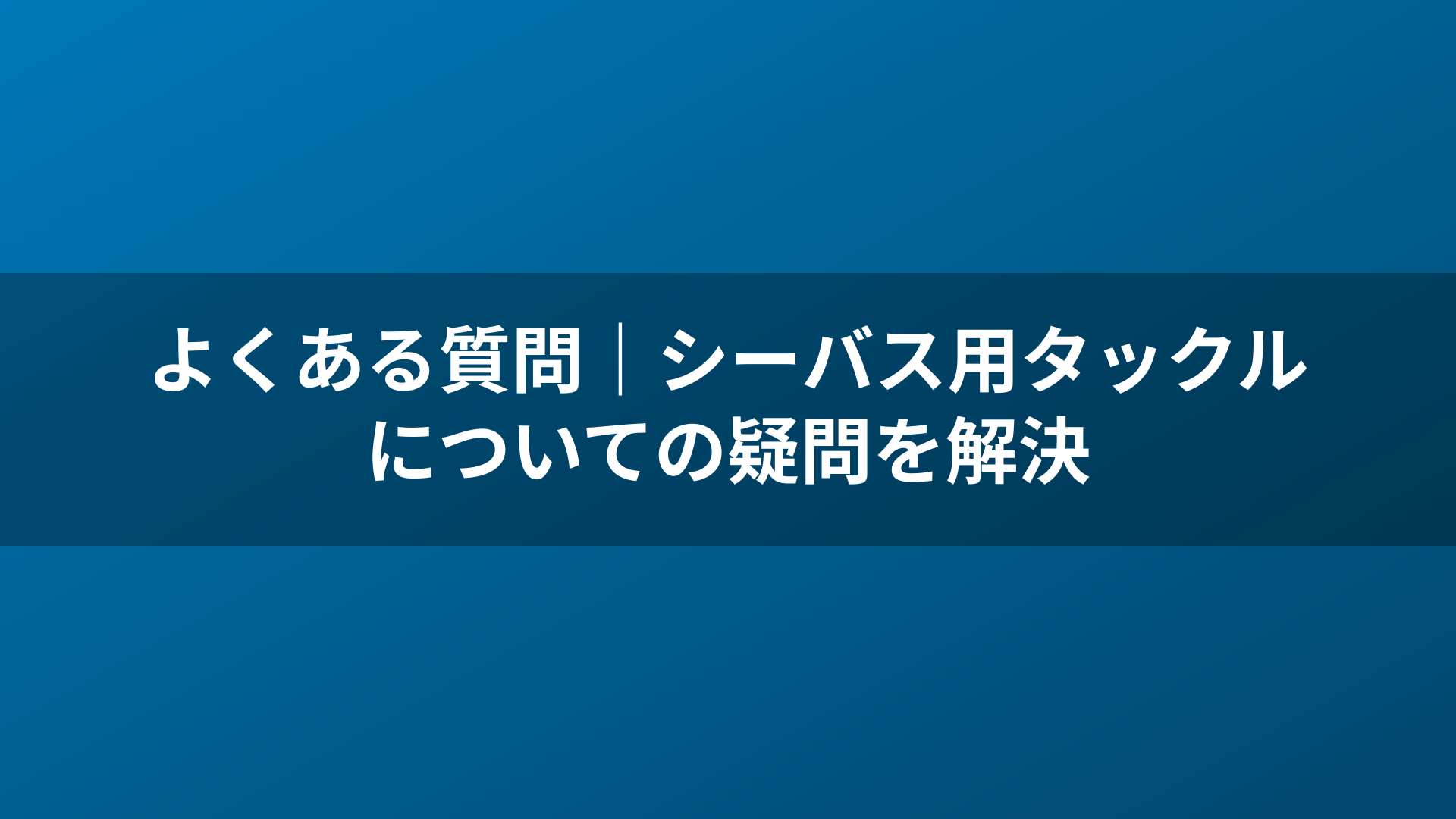 よくある質問|シーバス用タックルについての疑問を解決