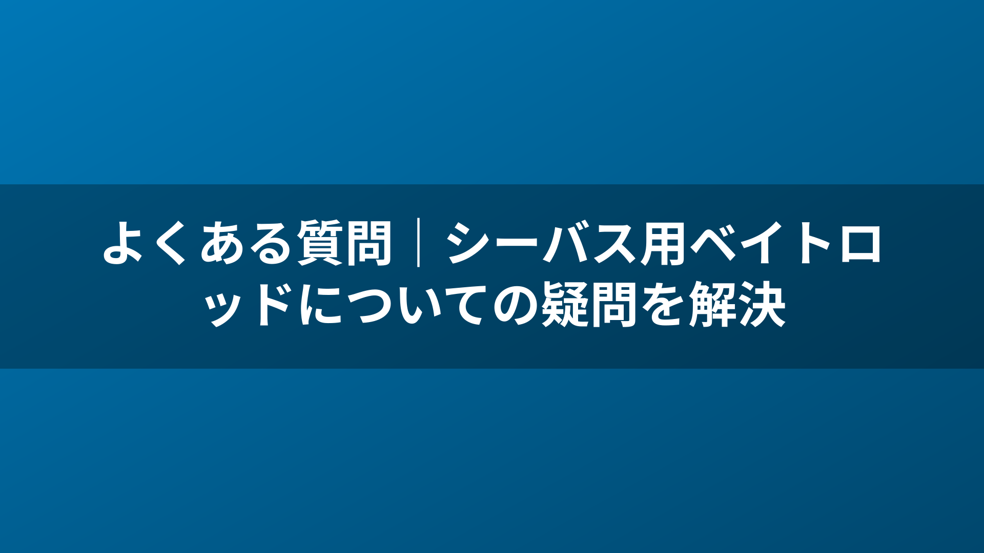 よくある質問|シーバス用ベイトロッドについての疑問を解決