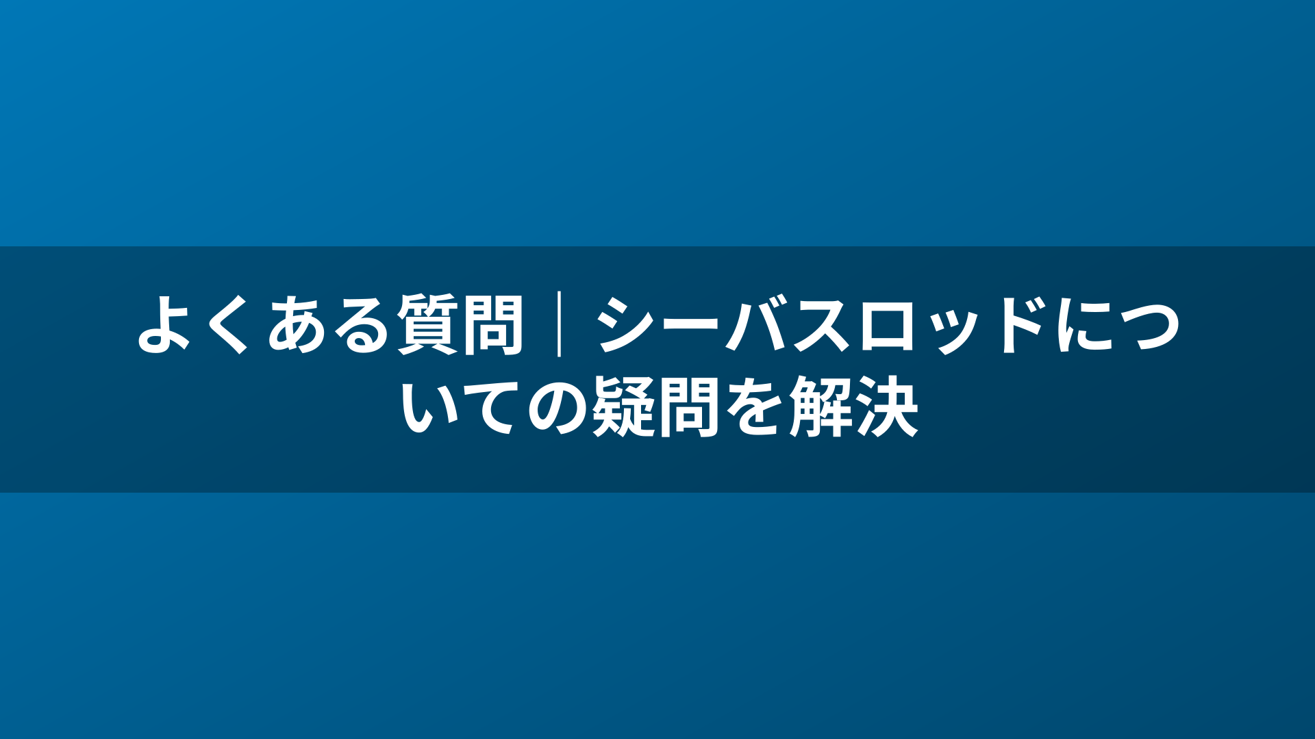 よくある質問|シーバスロッドについての疑問を解決