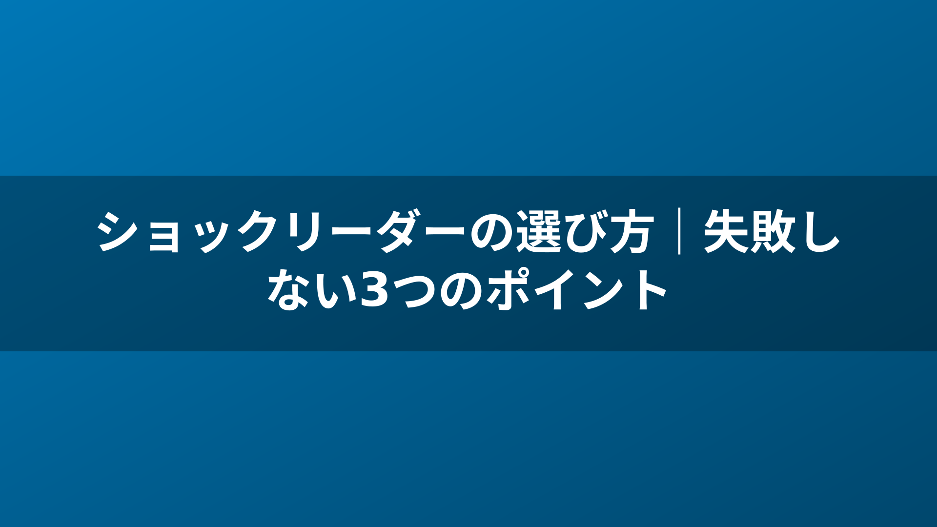 ショックリーダーの選び方｜失敗しない3つのポイント