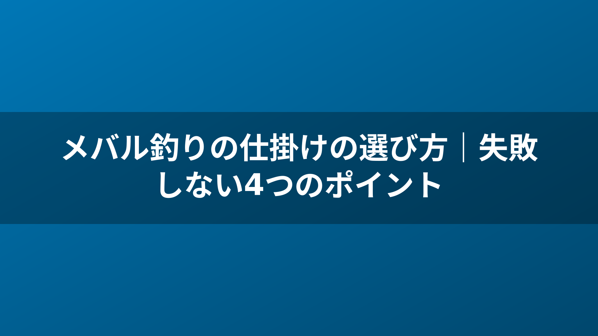メバル釣りの仕掛けの選び方｜失敗しない4つのポイント
