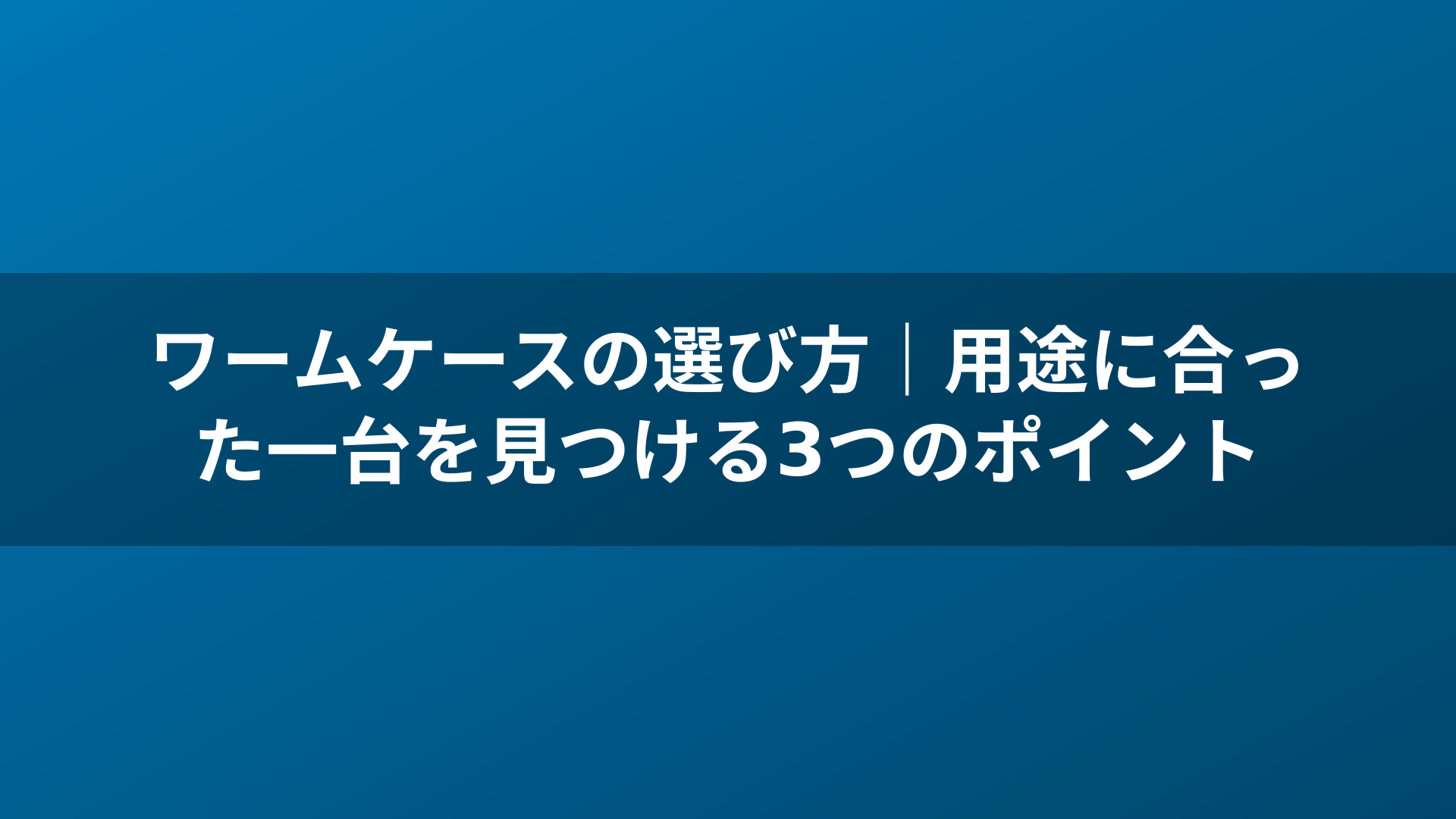 ワームケースの選び方｜用途に合った一台を見つける3つのポイント