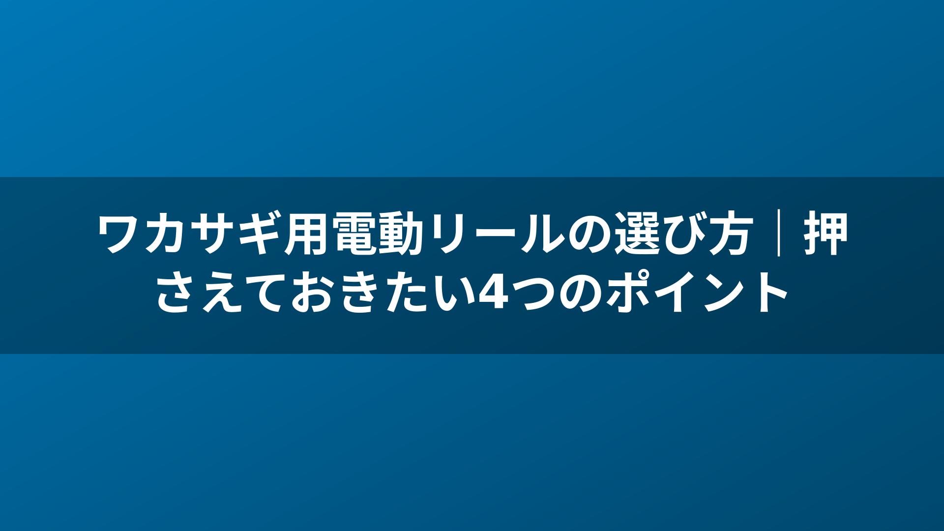 ワカサギ用電動リールの選び方｜押さえておきたい4つのポイント