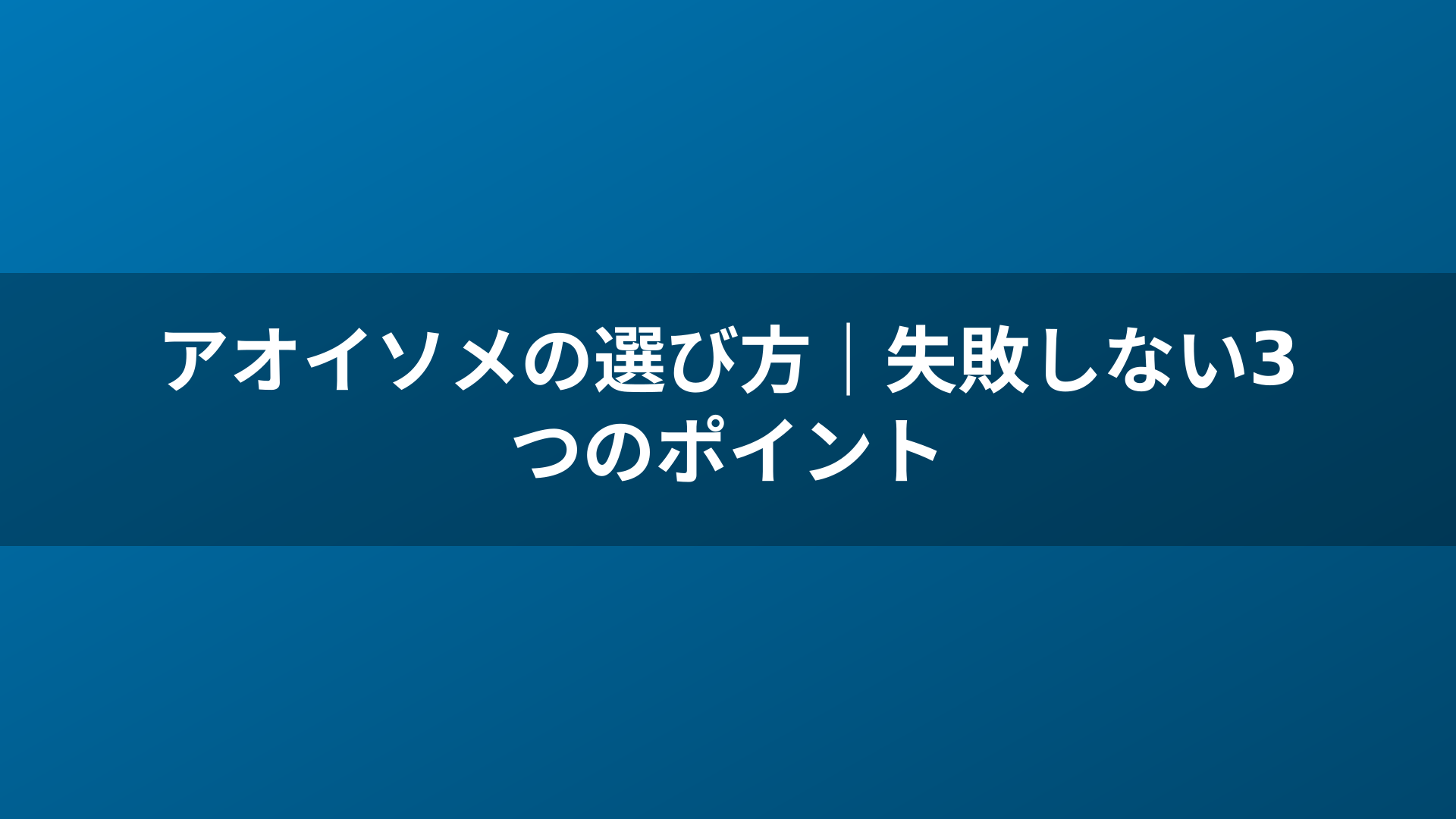 アオイソメの選び方|失敗しない3つのポイント