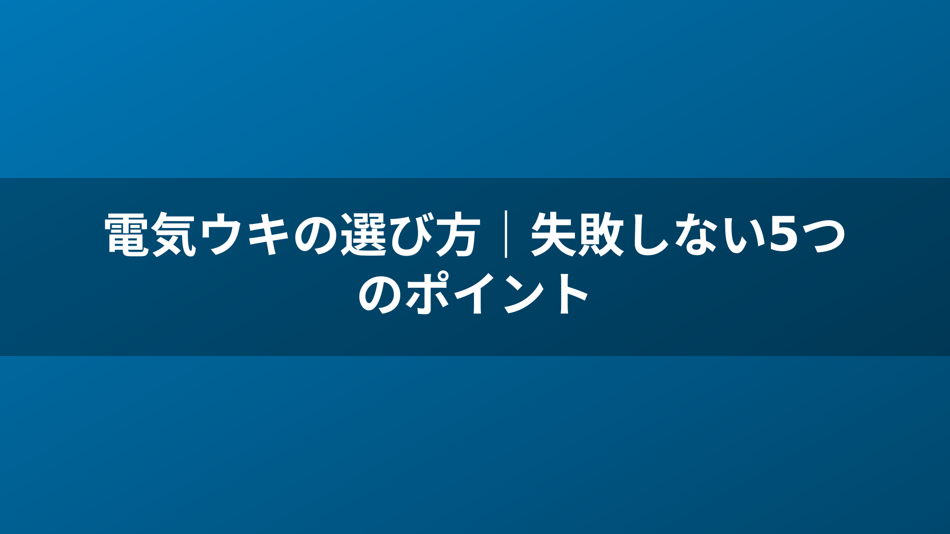 電気ウキの選び方|失敗しない5つのポイント