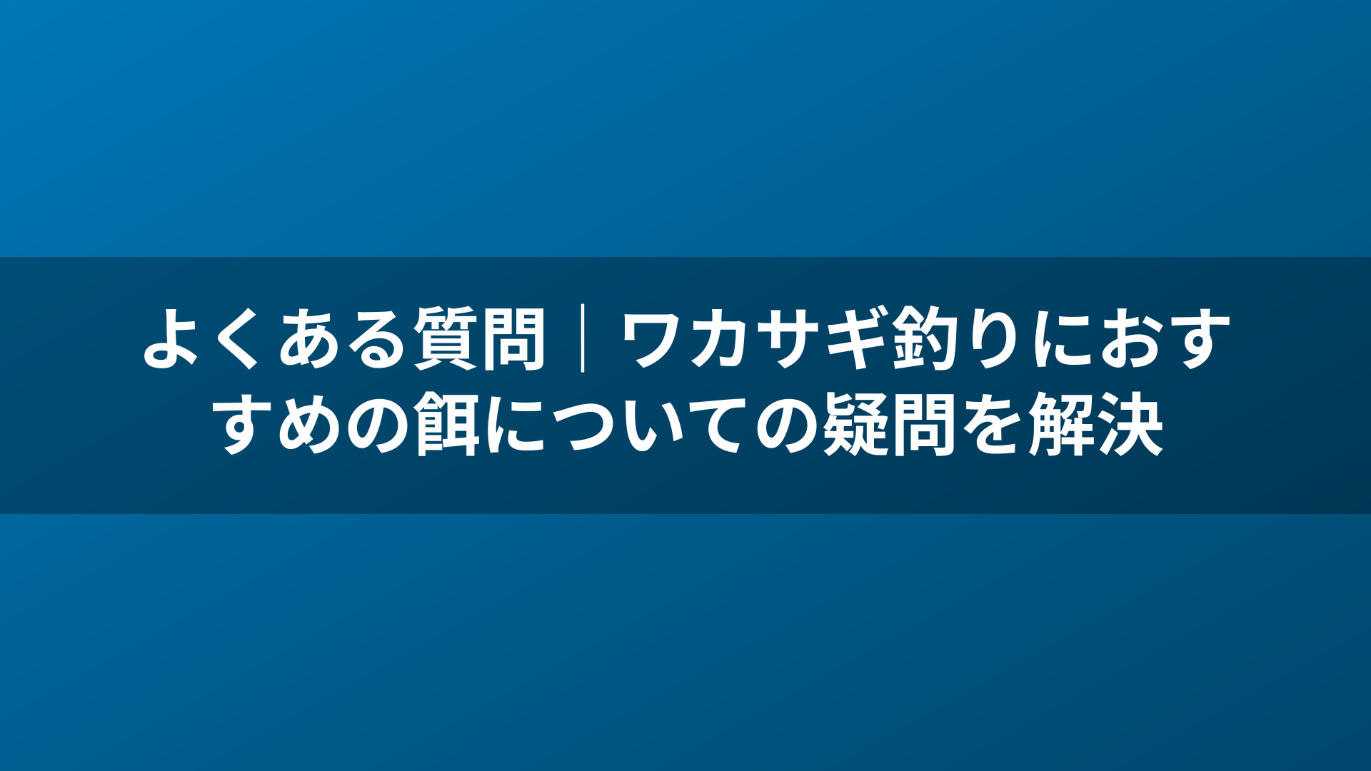 よくある質問｜ワカサギ釣りにおすすめの餌についての疑問を解決