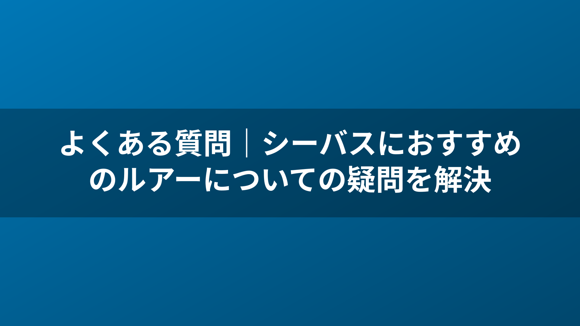 よくある質問|シーバスにおすすめのルアーについての疑問を解決