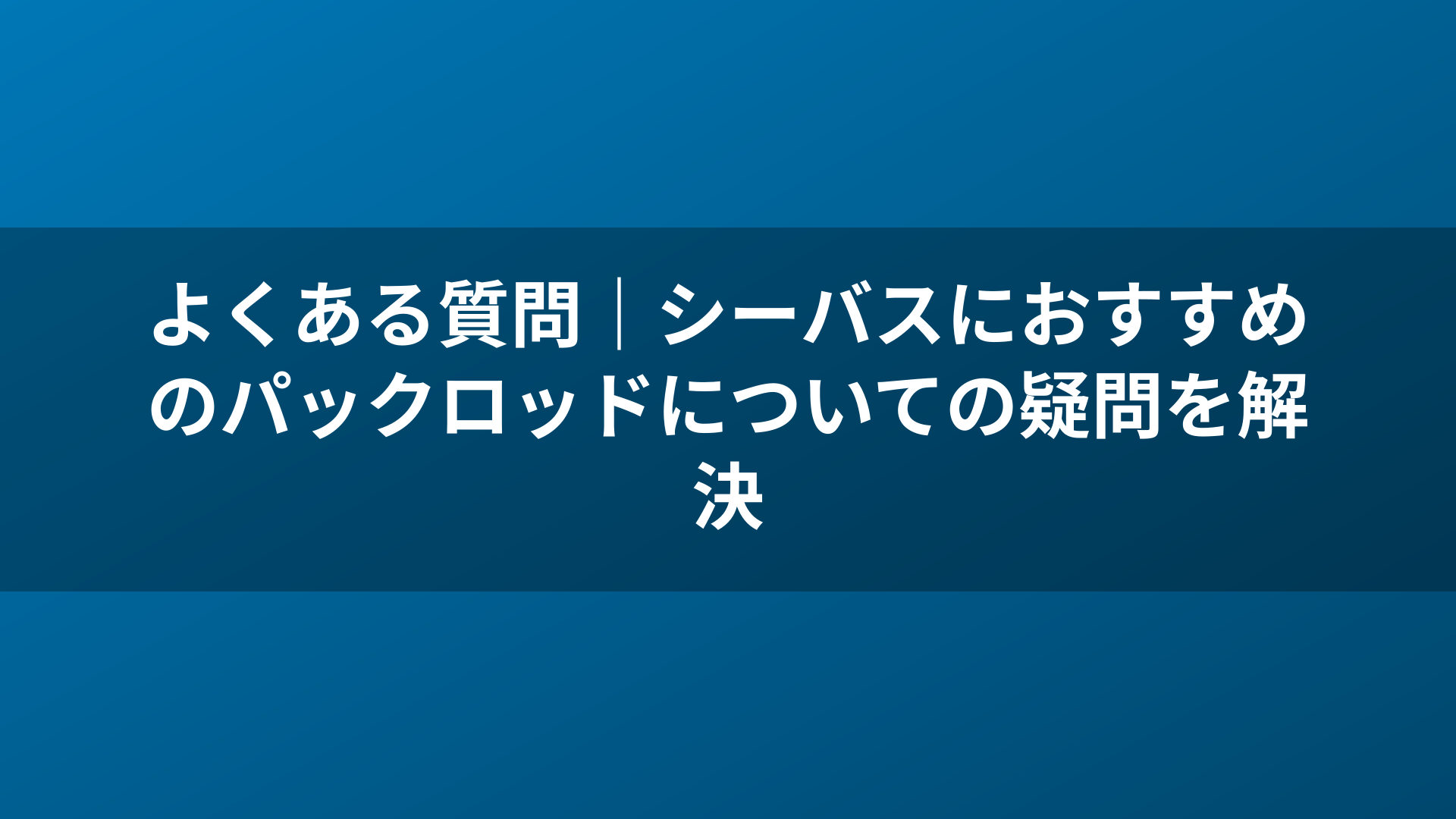 よくある質問｜シーバスにおすすめのパックロッドについての疑問を解決