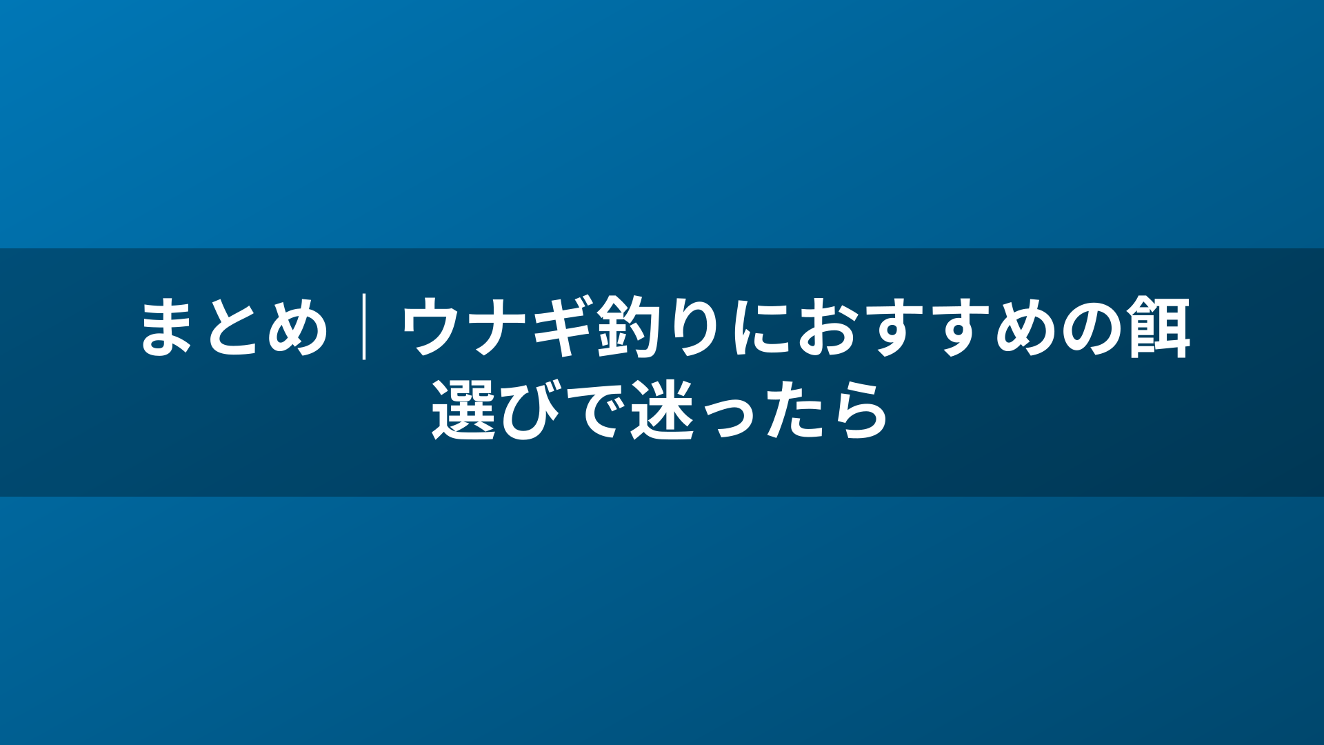 まとめ｜ウナギ釣りにおすすめの餌選びで迷ったら