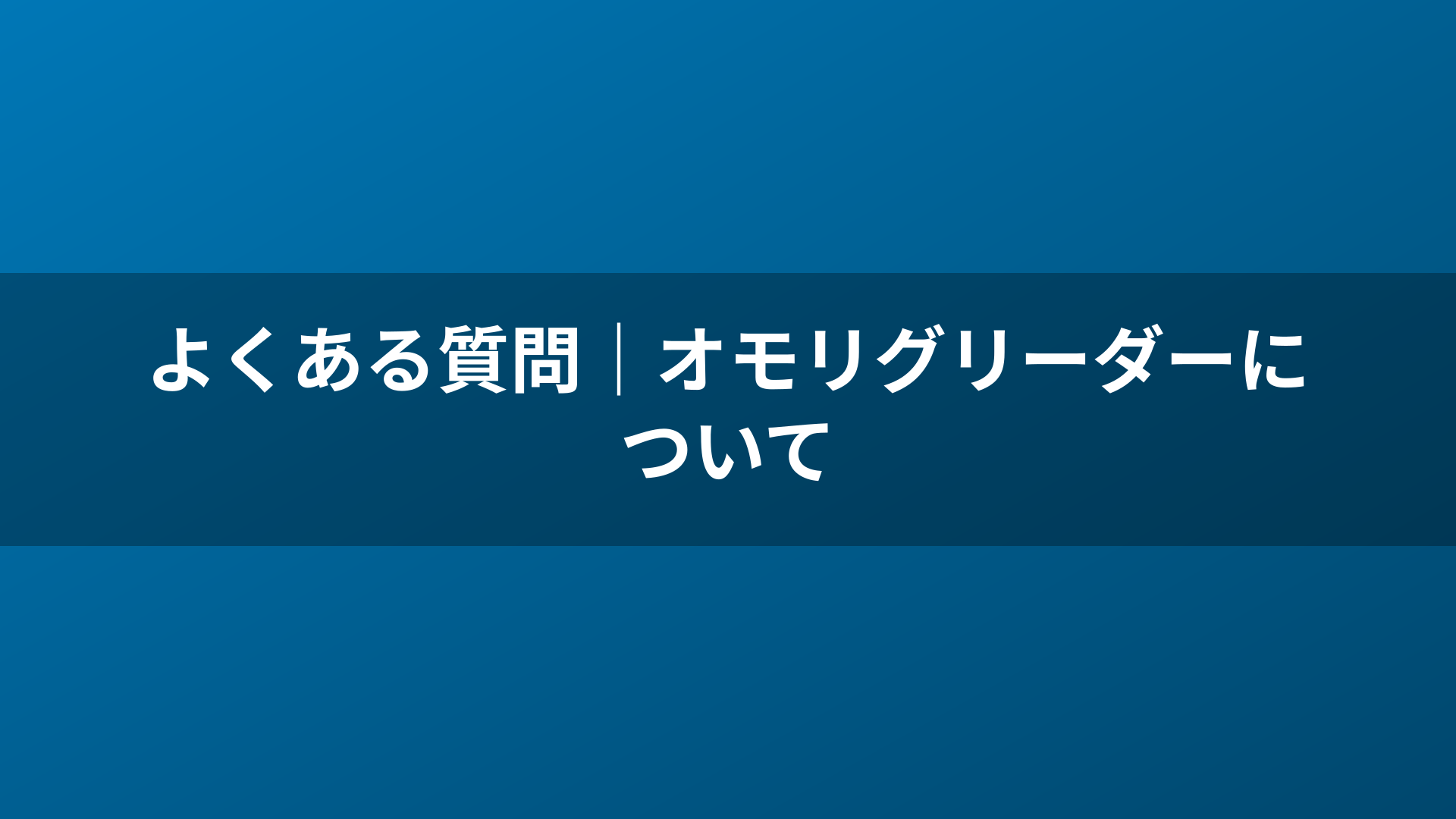よくある質問｜オモリグリーダーについて