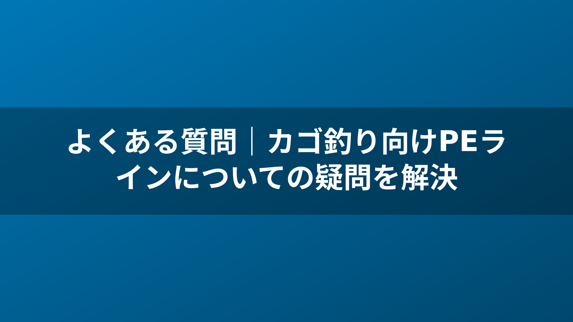 よくある質問|カゴ釣り向けPEラインについての疑問を解決