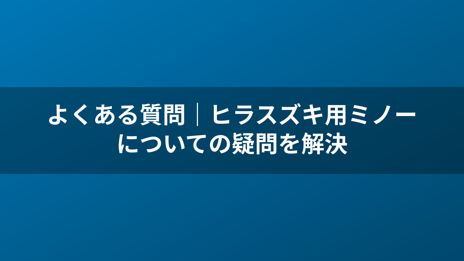 よくある質問｜ヒラスズキ用ミノーについての疑問を解決