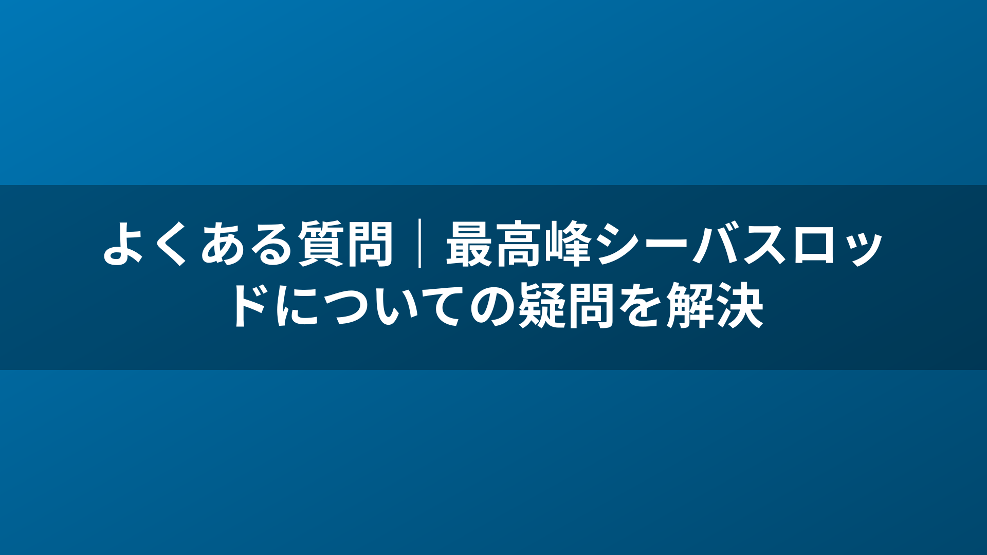よくある質問｜最高峰シーバスロッドについての疑問を解決