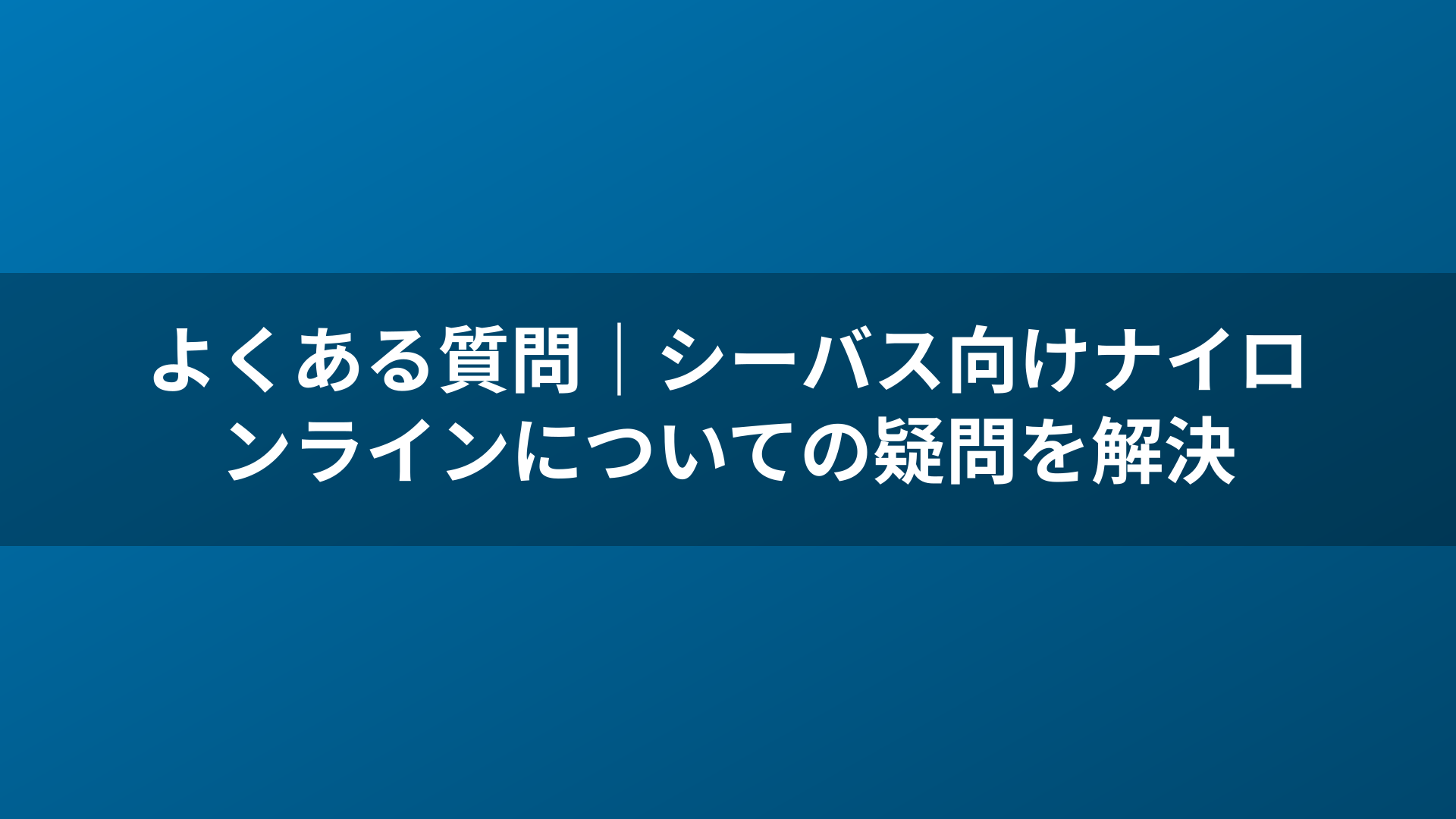 よくある質問|シーバス向けナイロンラインについての疑問を解決