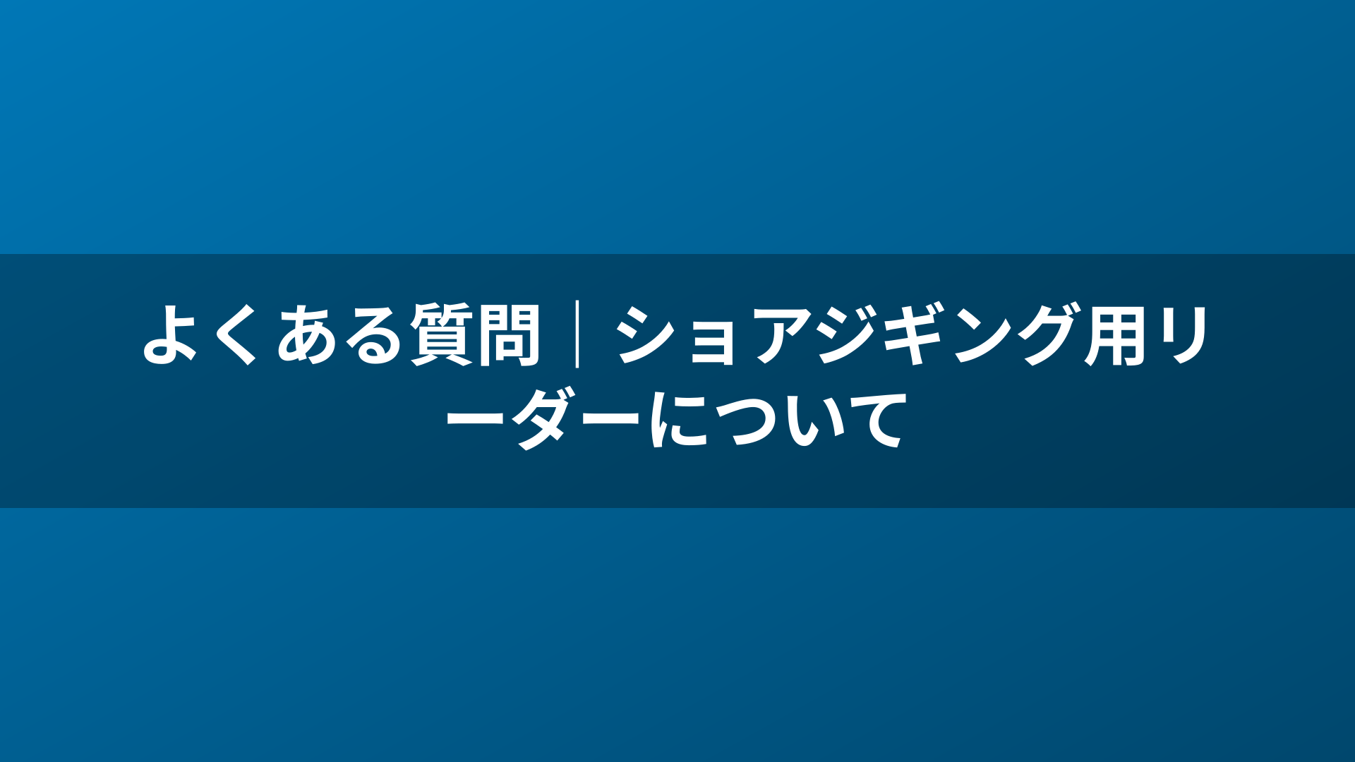 よくある質問｜ショアジギング用リーダーについて