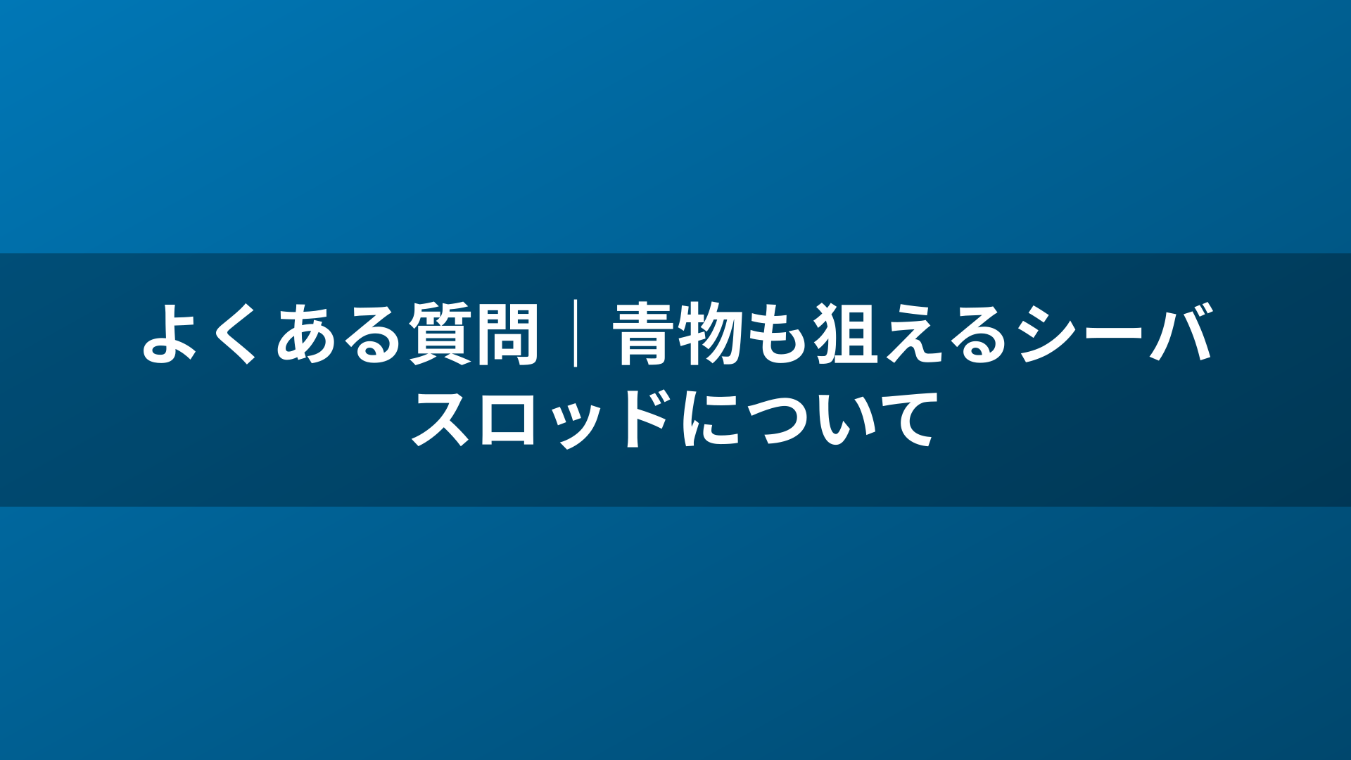 よくある質問|青物も狙えるシーバスロッドについて
