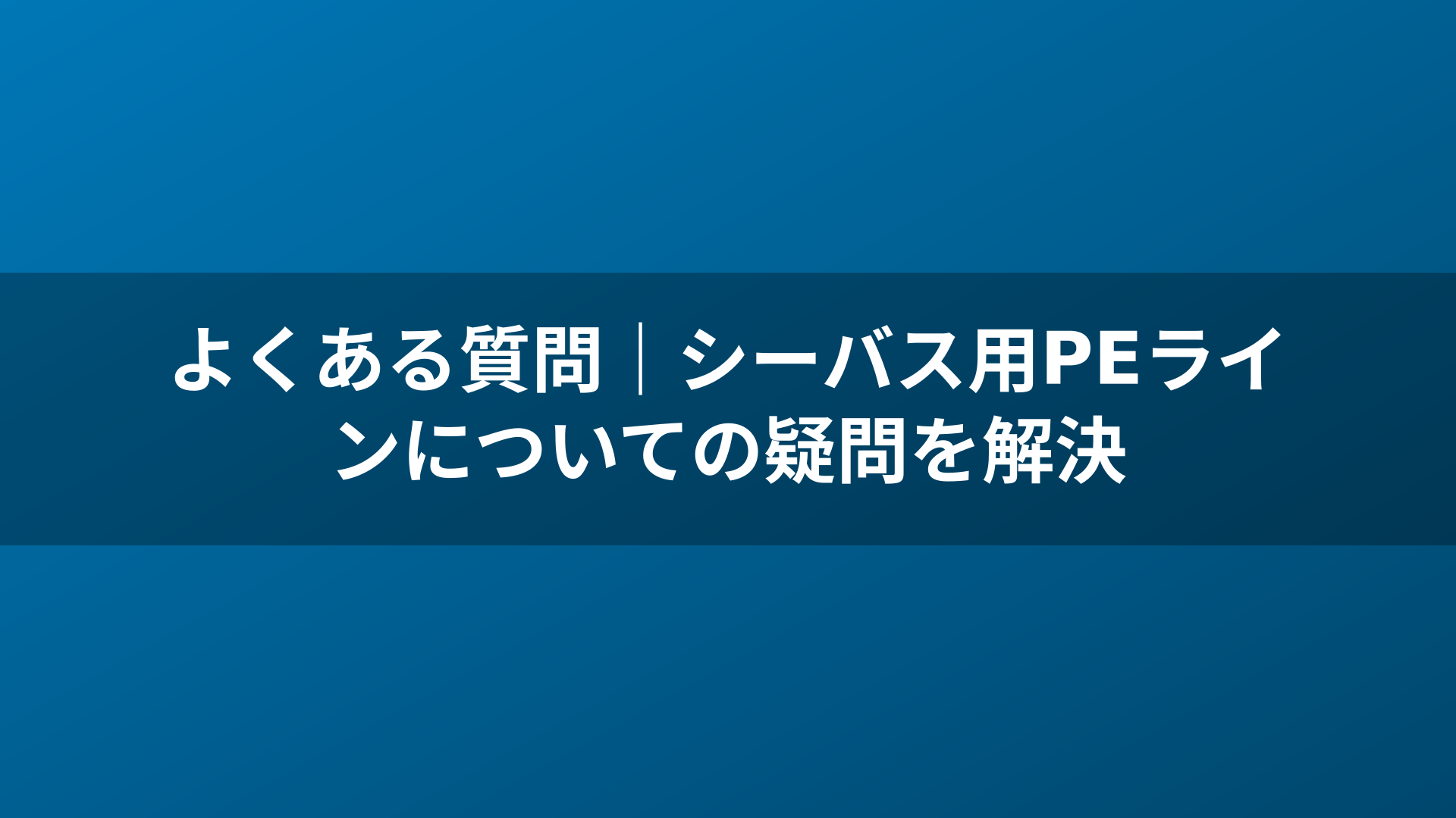よくある質問｜シーバス用PEラインについての疑問を解決