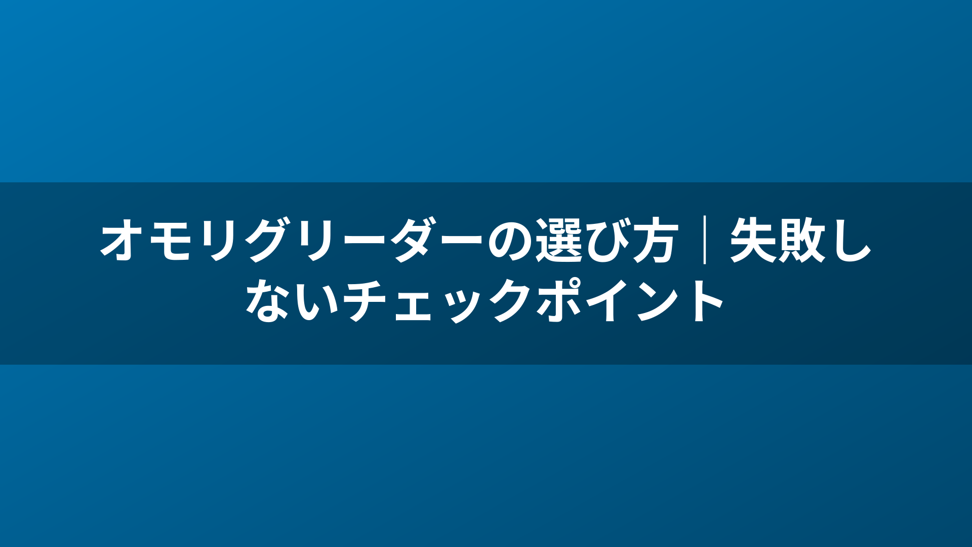 オモリグリーダーの選び方｜失敗しないチェックポイント