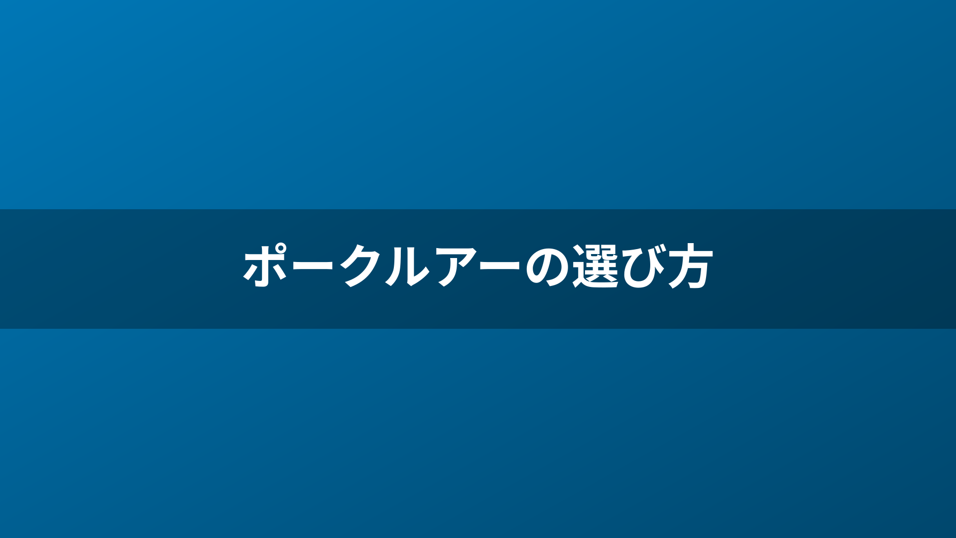 ポークルアーの選び方