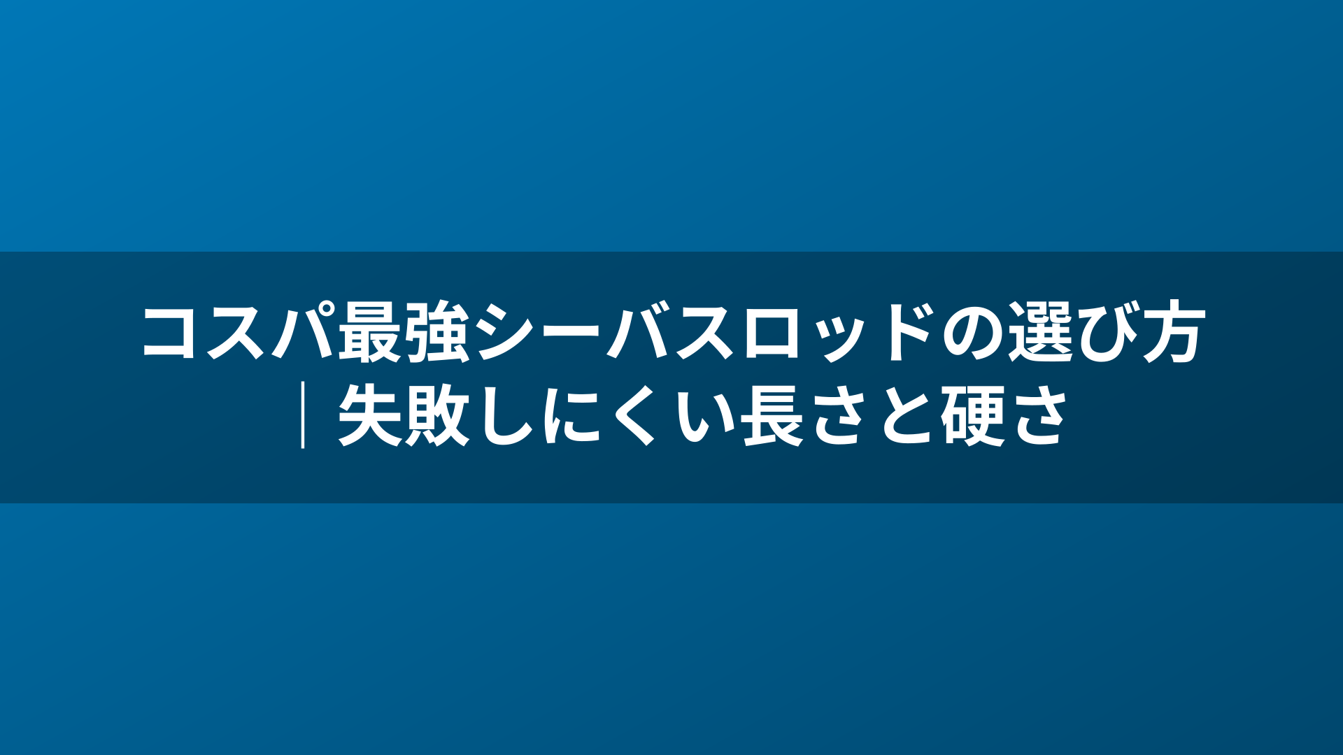 コスパ最強シーバスロッドの選び方｜失敗しにくい長さと硬さ