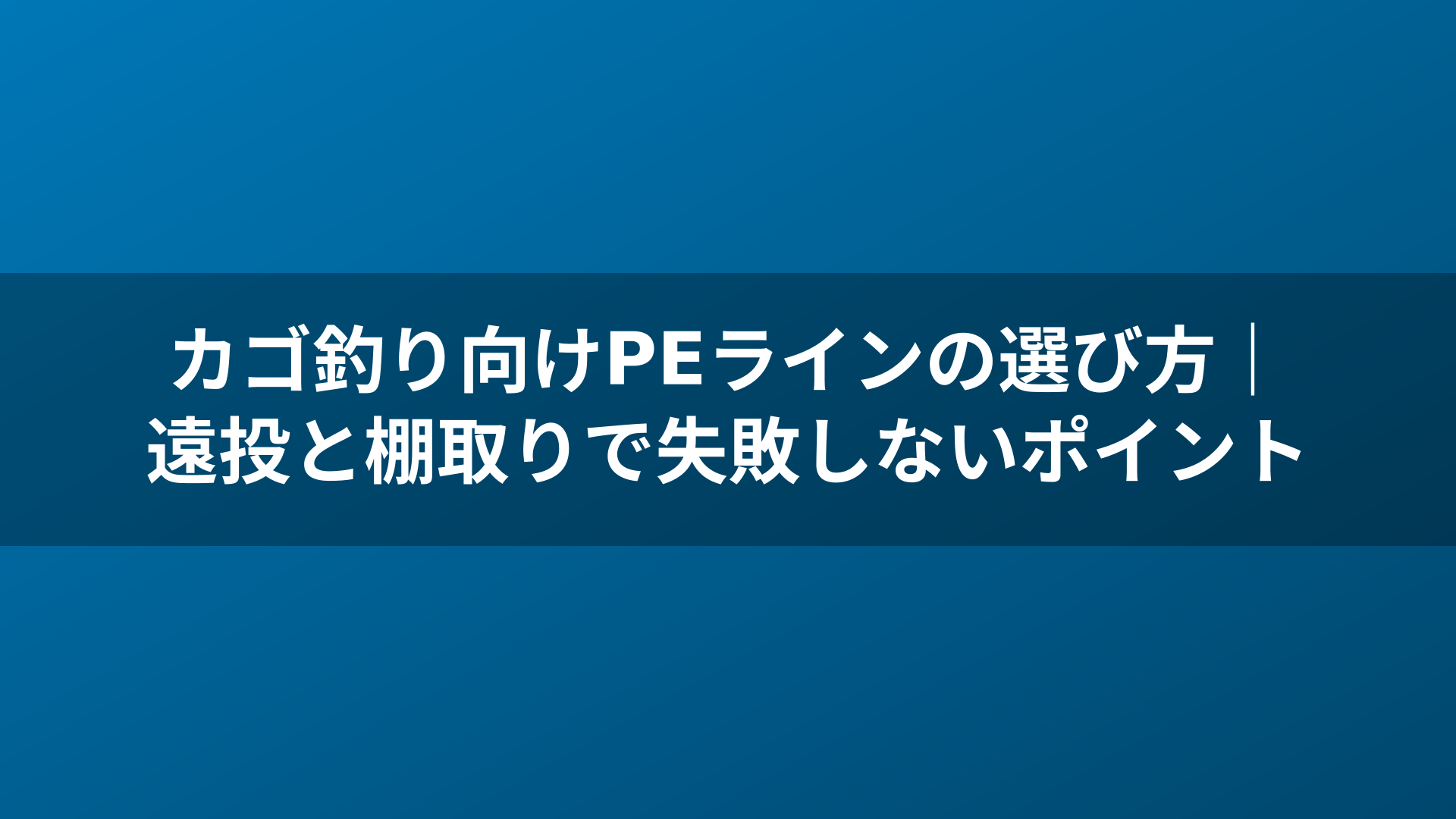 カゴ釣り向けPEラインの選び方|遠投と棚取りで失敗しないポイント