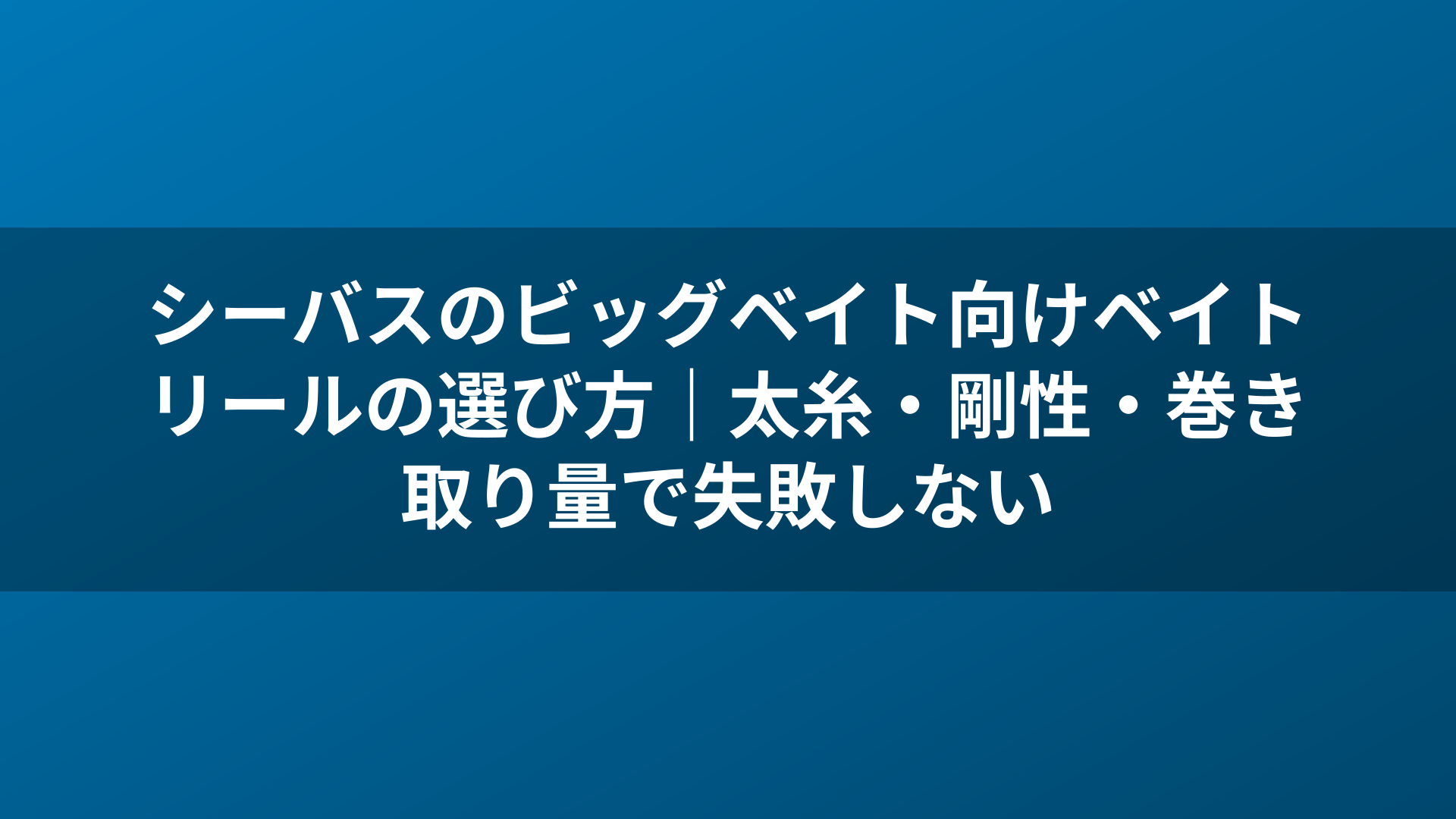 シーバスのビッグベイト向けベイトリールの選び方|太糸・剛性・巻き取り量で失敗しない
