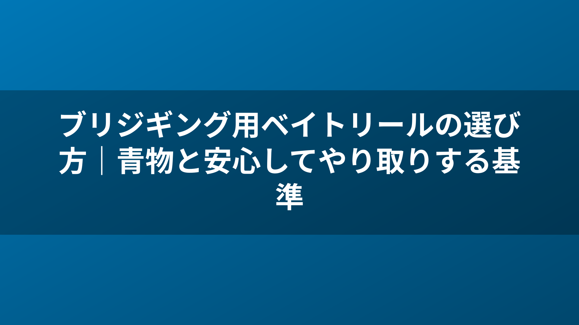 ブリジギング用ベイトリールの選び方｜青物と安心してやり取りする基準