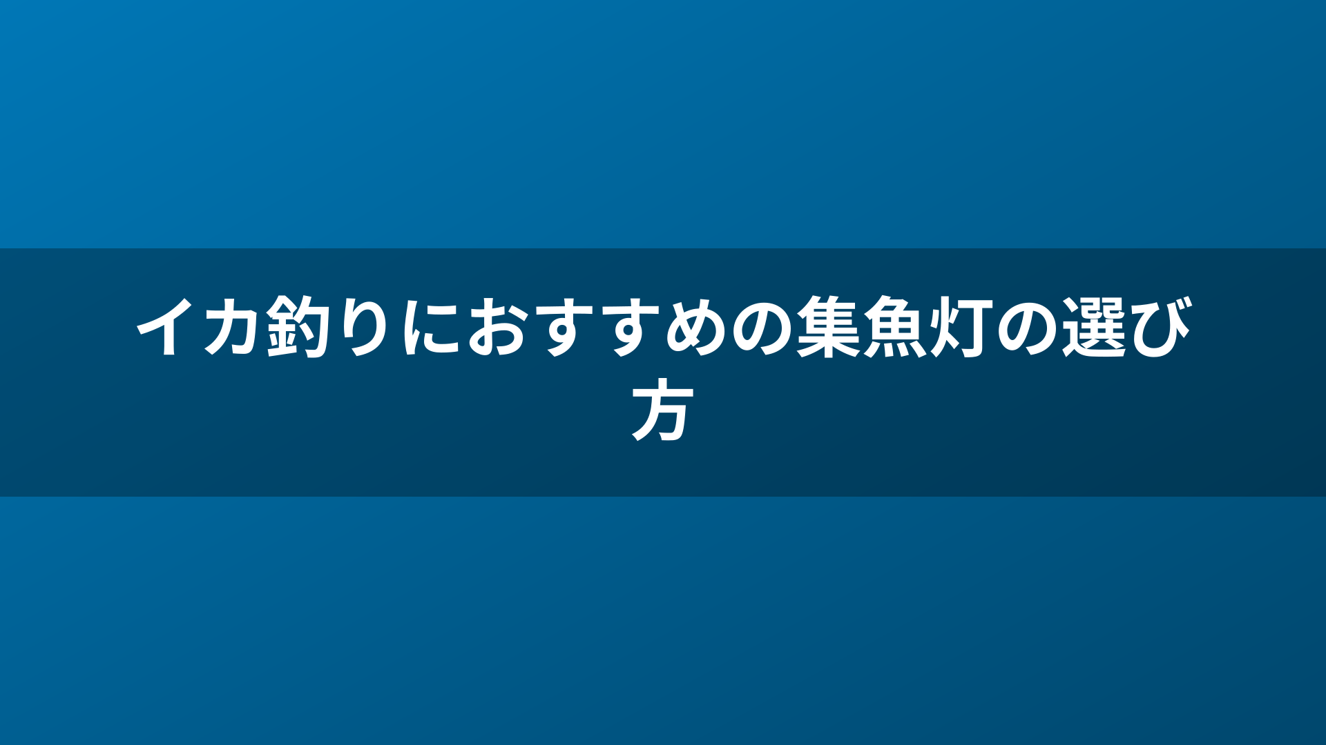 イカ釣りにおすすめの集魚灯の選び方
