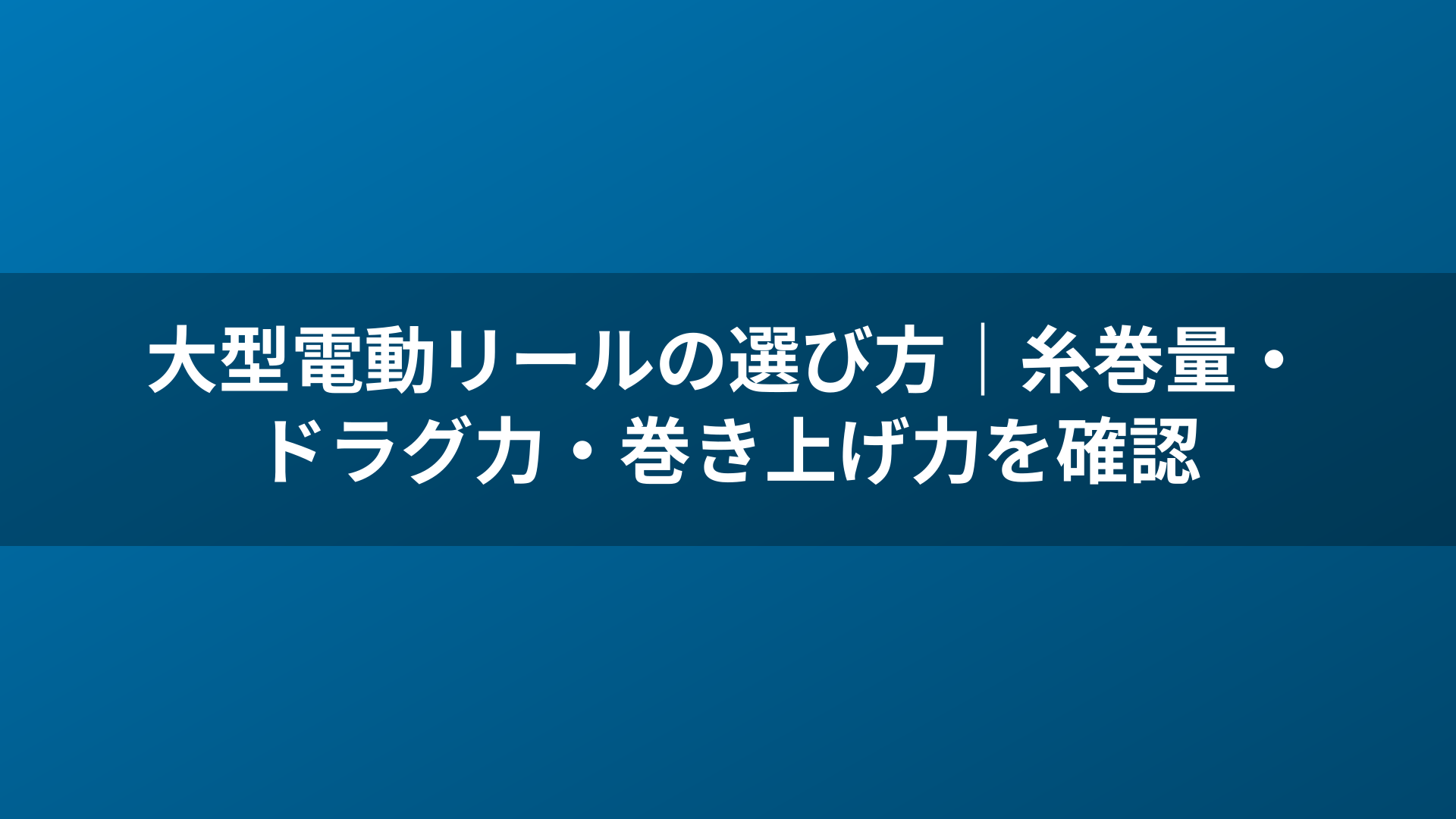 大型電動リールの選び方｜糸巻量・ドラグ力・巻き上げ力を確認