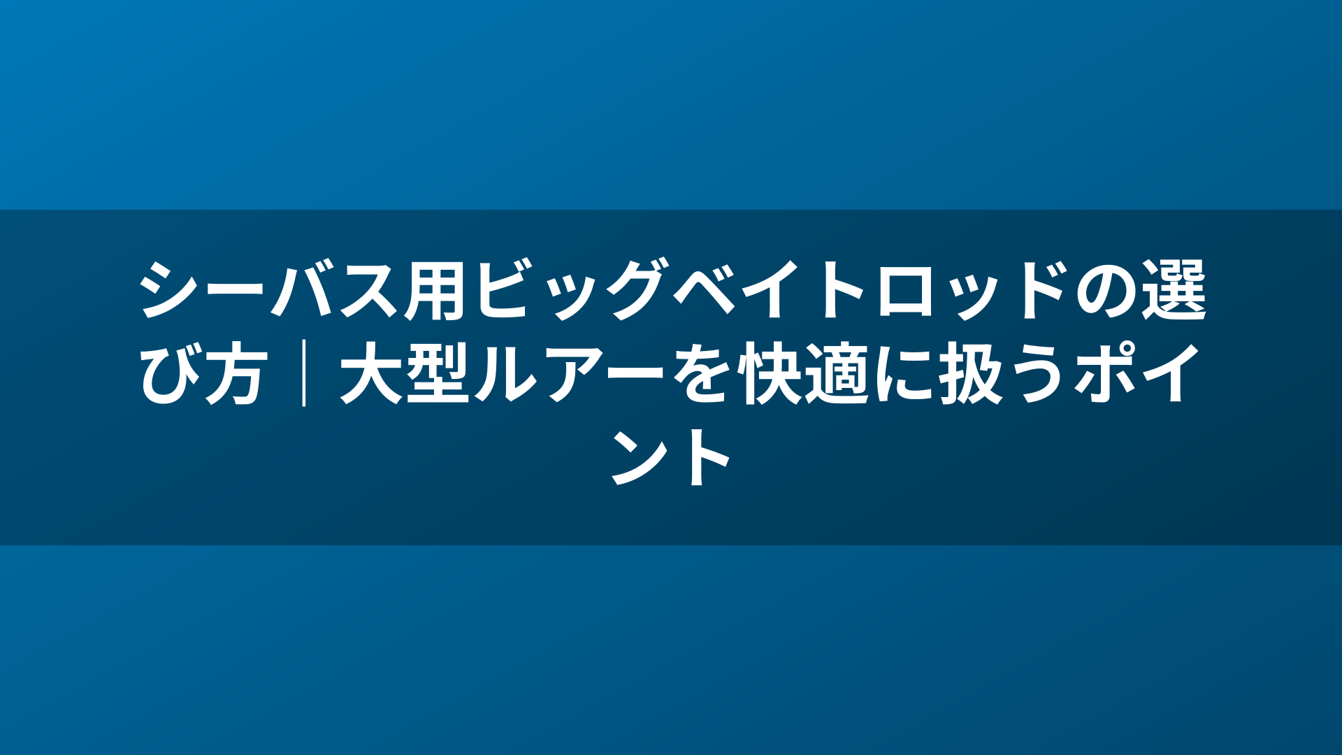 シーバス用ビッグベイトロッドの選び方|大型ルアーを快適に扱うポイント