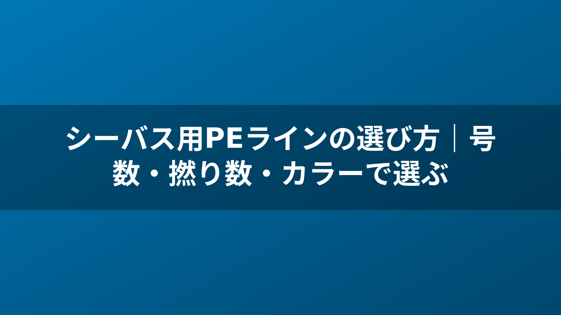 シーバス用PEラインの選び方｜号数・撚り数・カラーで選ぶ
