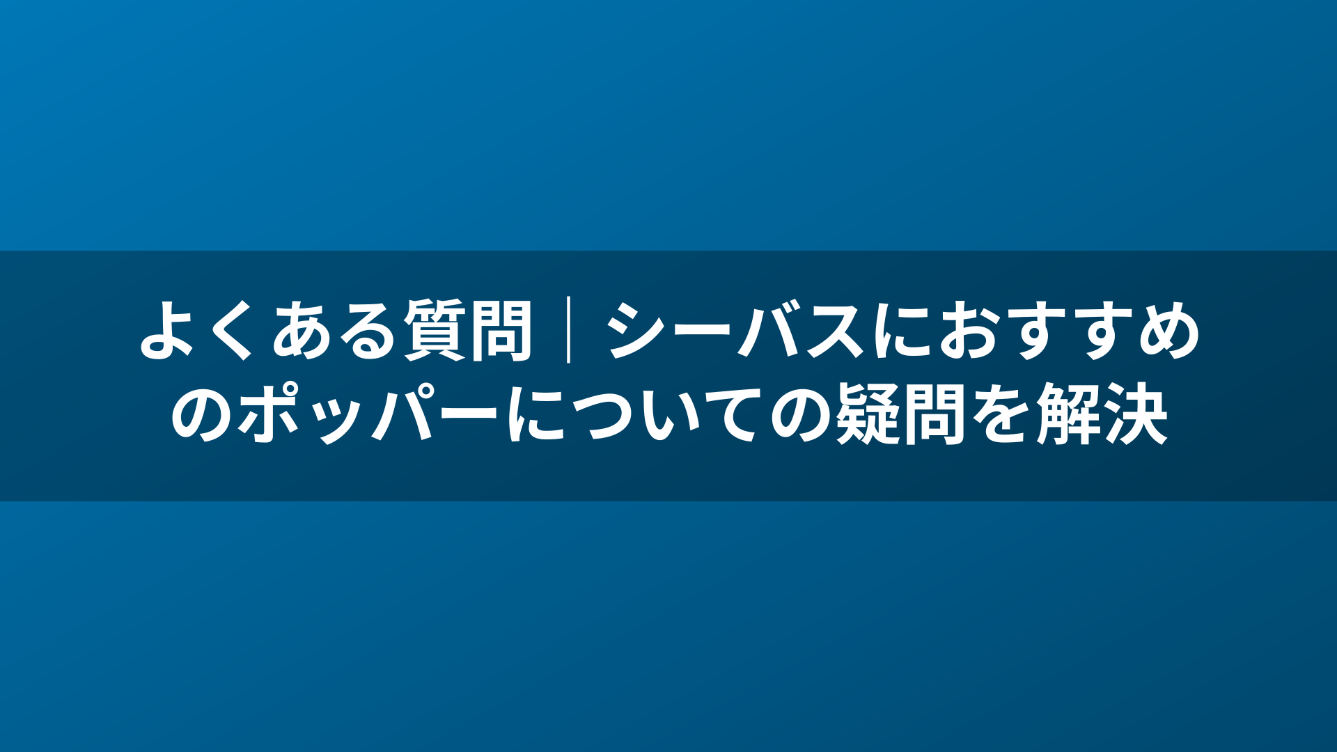 よくある質問|シーバスにおすすめのポッパーについての疑問を解決