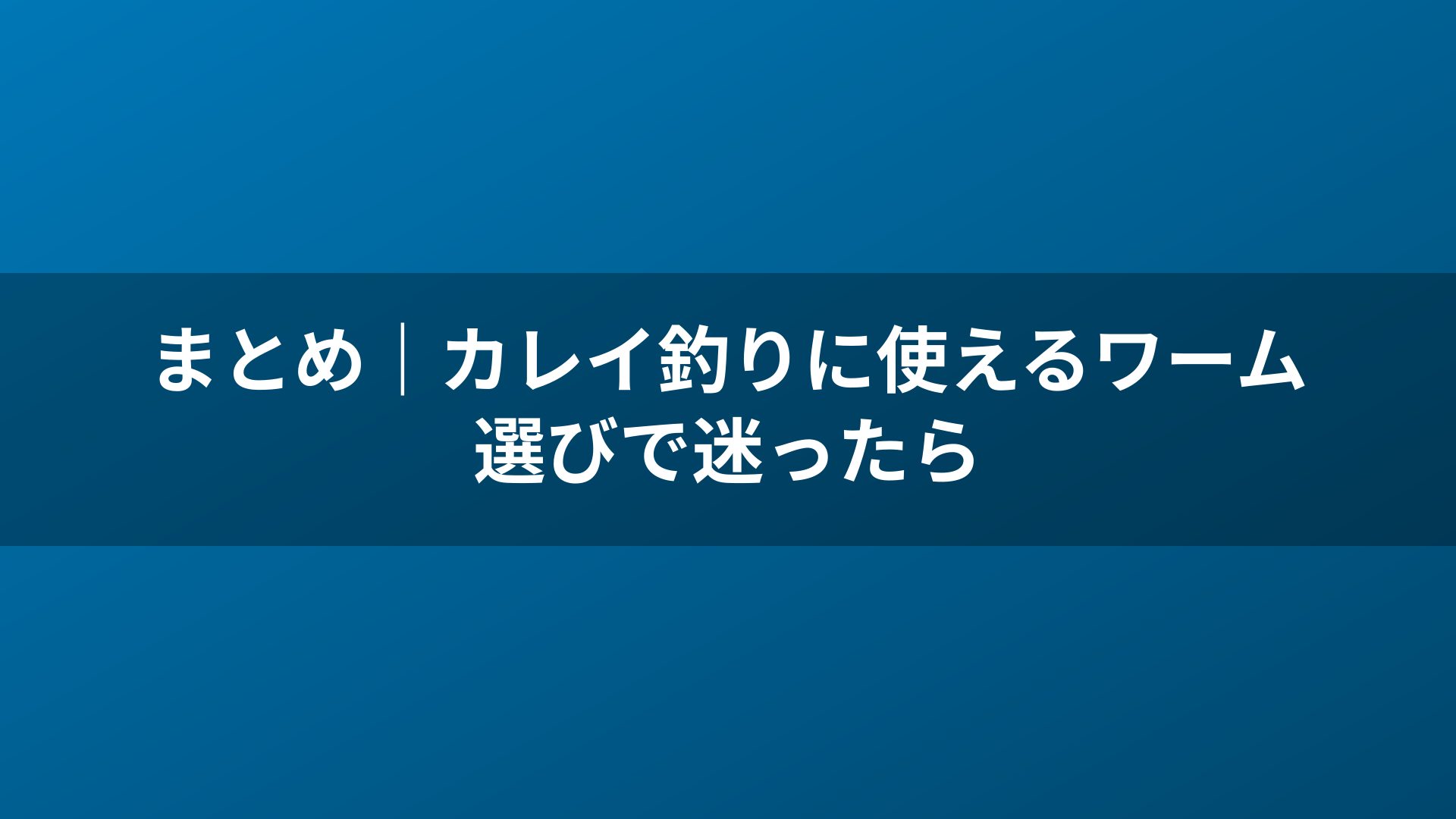 まとめ｜カレイ釣りに使えるワーム選びで迷ったら