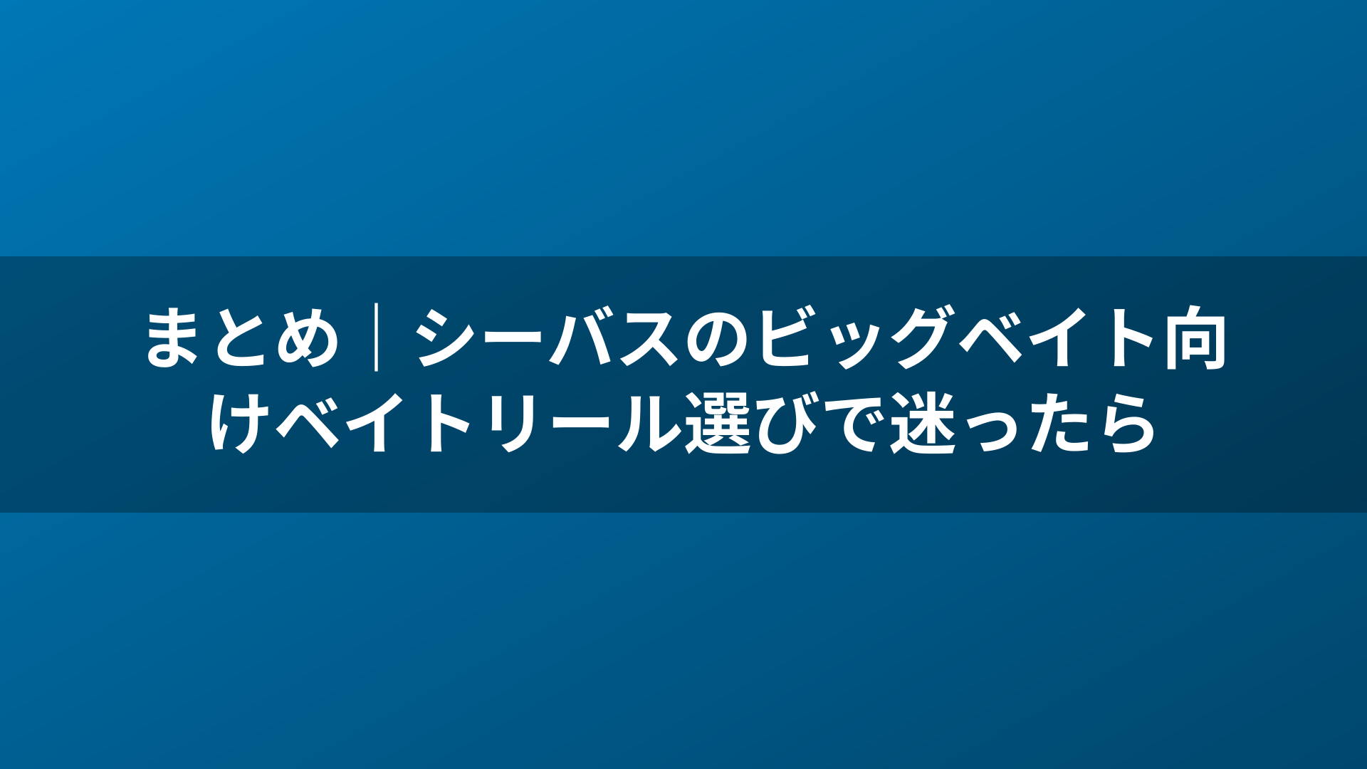 まとめ|シーバスのビッグベイト向けベイトリール選びで迷ったら