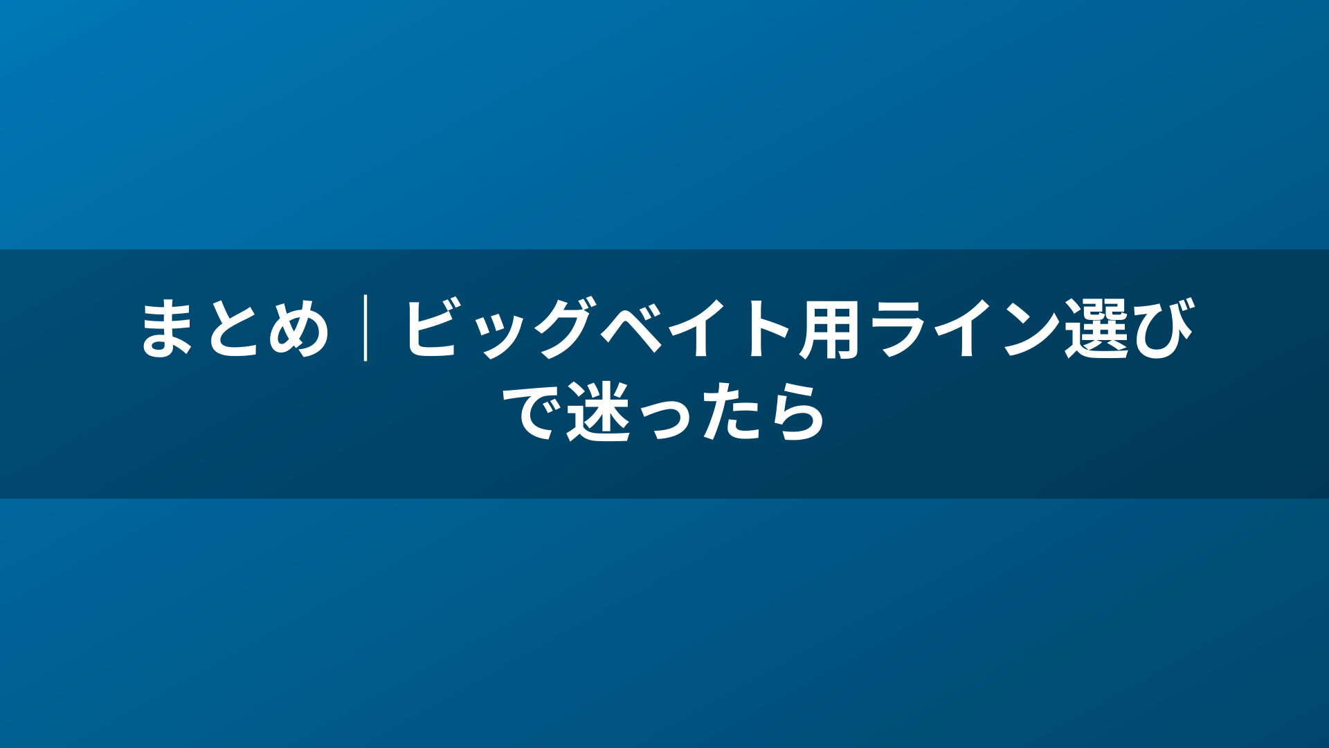 まとめ｜ビッグベイト用ライン選びで迷ったら