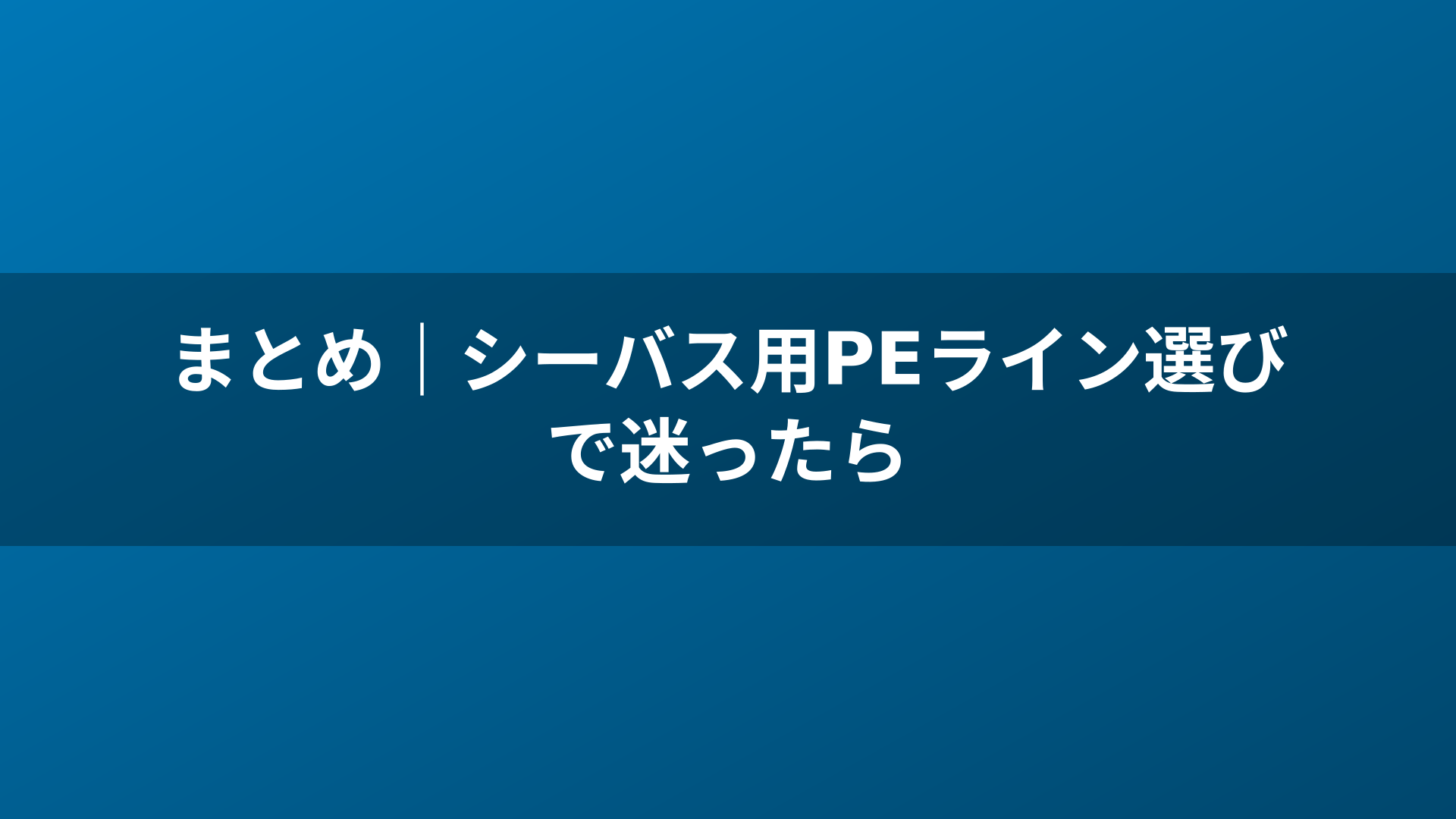 まとめ｜シーバス用PEライン選びで迷ったら