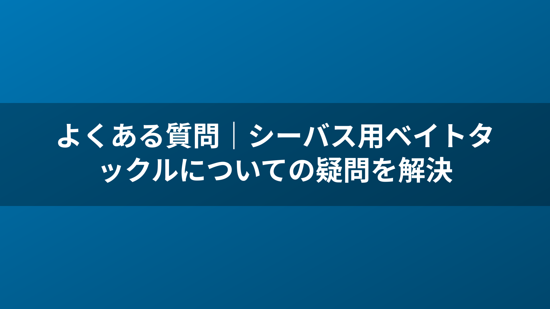 よくある質問｜シーバス用ベイトタックルについての疑問を解決