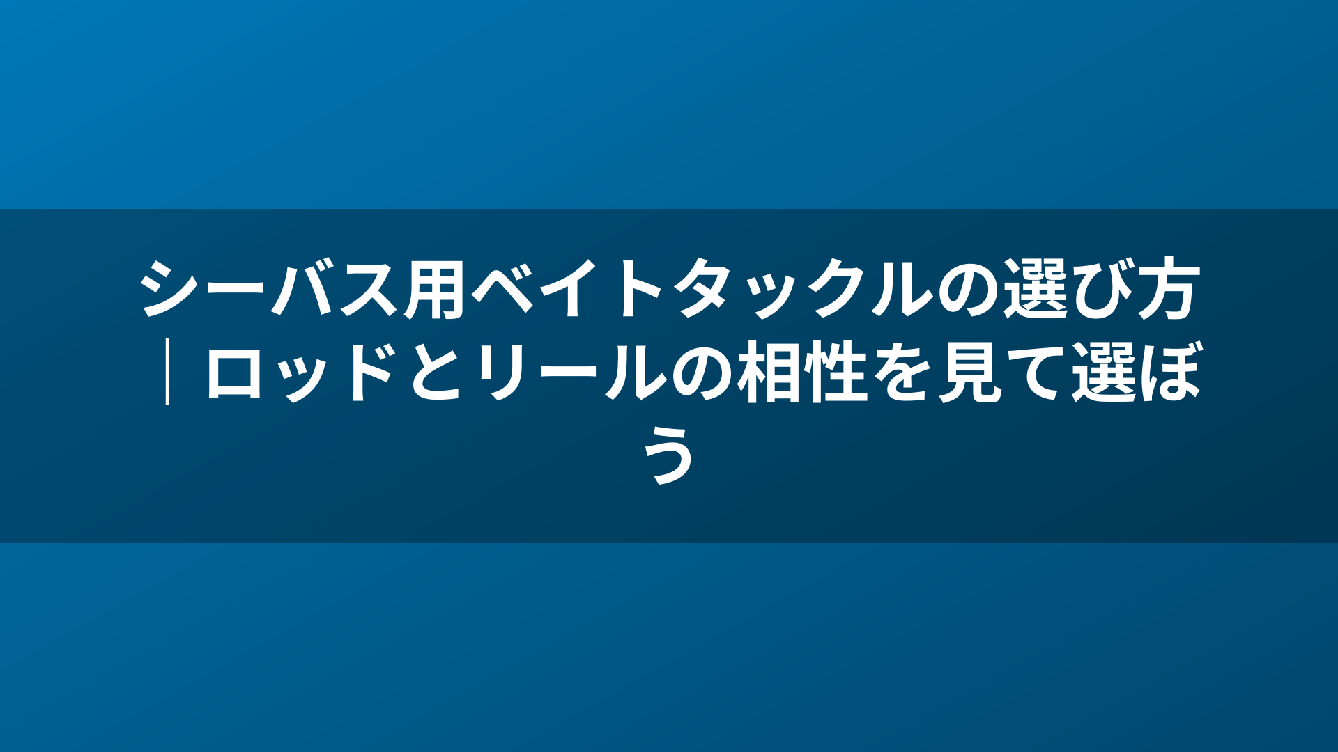 シーバス用ベイトタックルの選び方｜ロッドとリールの相性を見て選ぼう