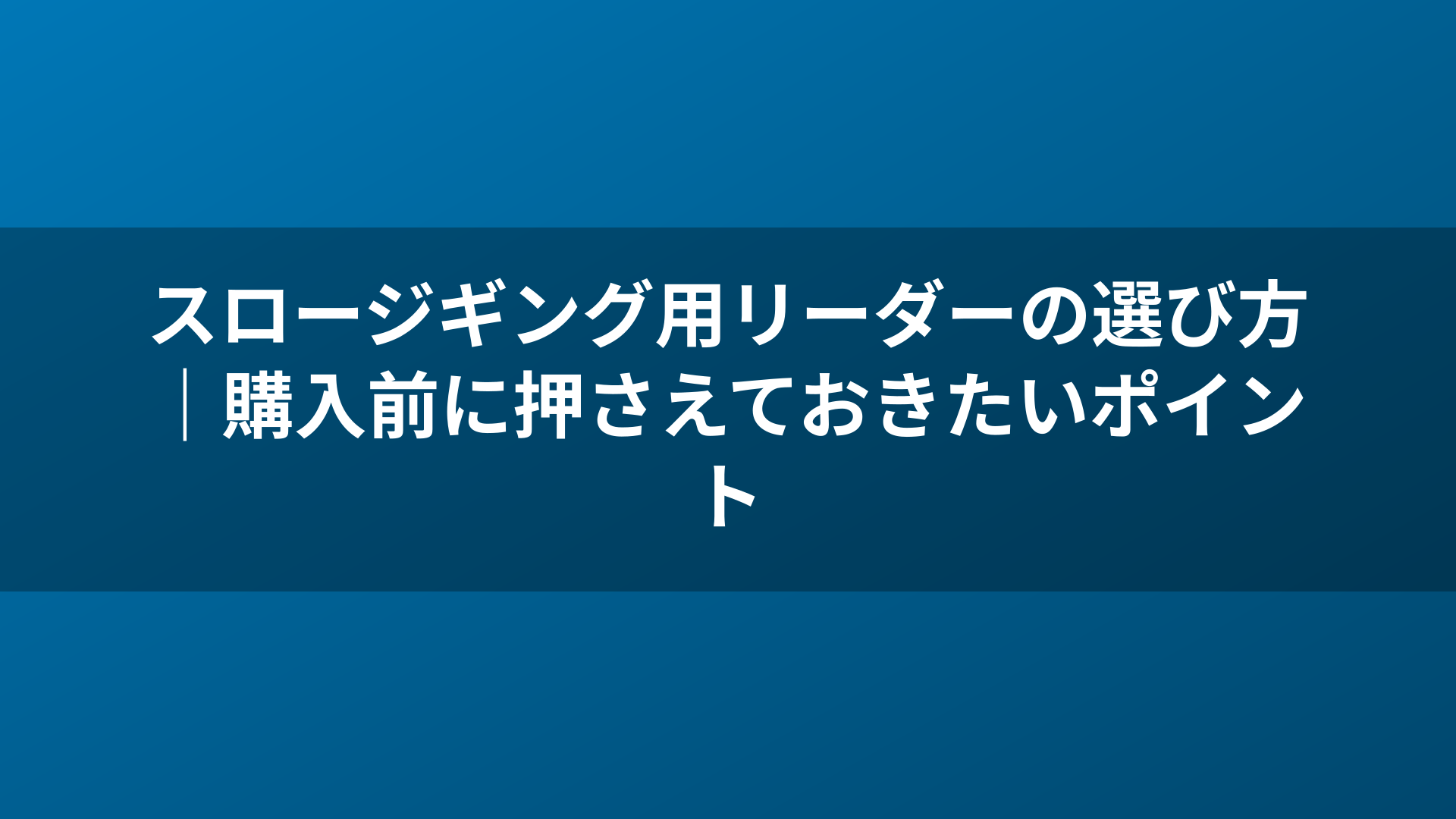 スロージギング用リーダーの選び方|購入前に押さえておきたいポイント