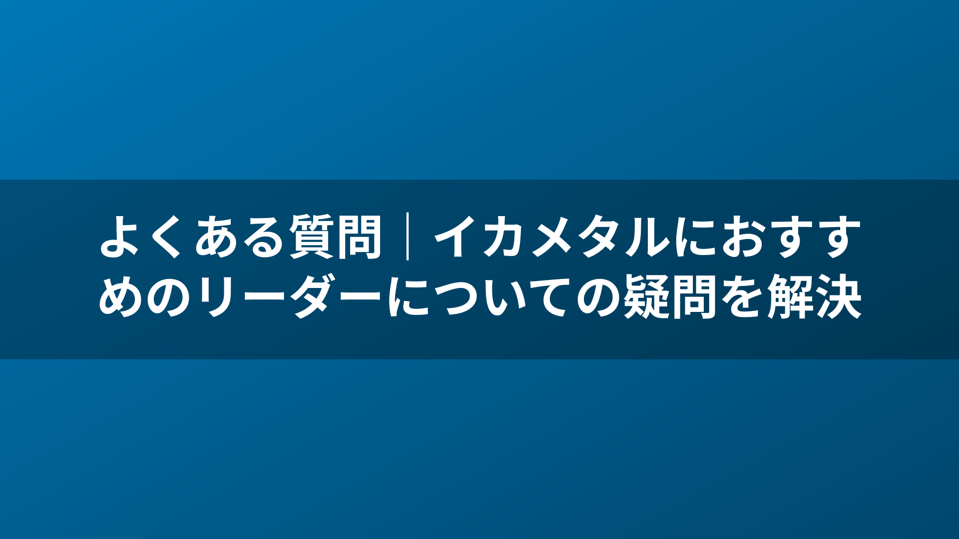 よくある質問｜イカメタルにおすすめのリーダーについての疑問を解決